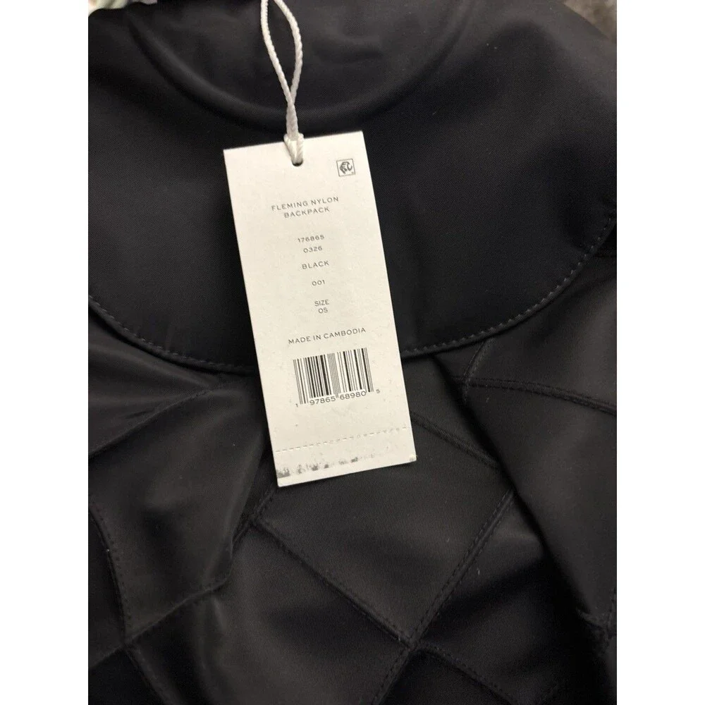 Tory Burch Black Fleming Nylon Backpack Quilted Drawstring Chain Bag New $500
